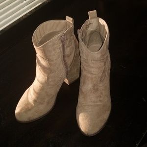 Taupe Western style ankle boots